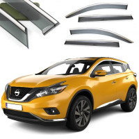 Дефлектори вікон вітровики Benke для Nissan Murano 2016-2021 Хром Молдинг З Нержавіючої Сталі 3D (BNSMR1523-W/S)