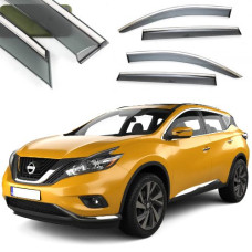 Дефлекторы окон ветровики Benke для Nissan Murano 2016-2021 Хром Молдинг Из Нержавеющей Стали 3D (BNSMR1523-W/S)