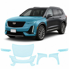 Антигравійна захисна бронеплівка за лекалами для Cadillac XT6 I 2019- передня частина авто (капот бампер крила))