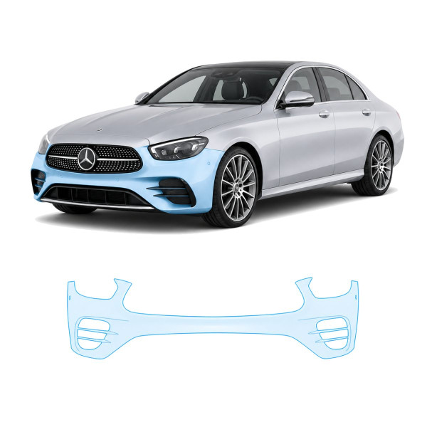 Антигравийная защитная бронепленка по лекалам для Mercedes-Benz E-Class W213 facelift 2020-2023 - передний бампер