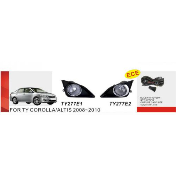 Протитуманні фари для Toyota Corolla 2007-2013 H11-12V 55W з проводкою Комплект (TY-277E2)