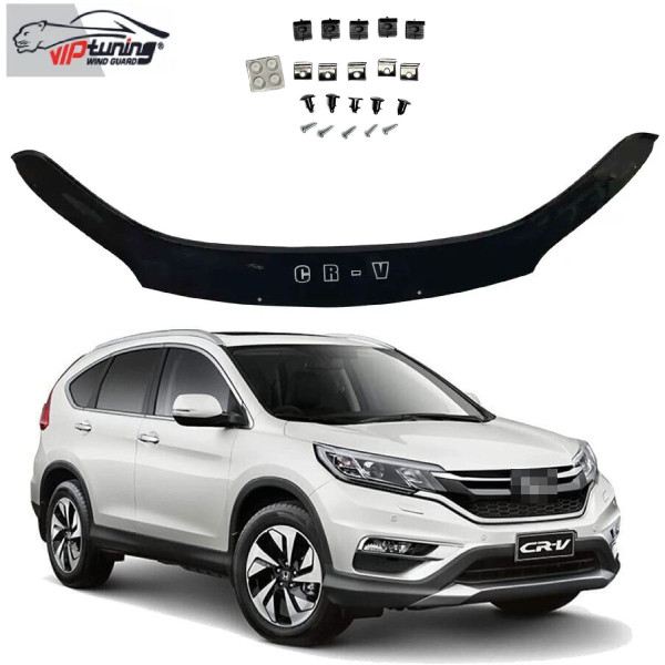 Дефлектор капоту мухобійка Honda CR-V 2012-2017 Євро Кріплення (Vip Tuning) HD55