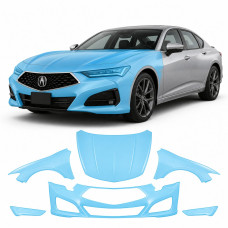 Антигравийная защитная бронепленка по лекалам для Acura TLX II 2021 - передняя часть авто (капот бампер фары крылья)