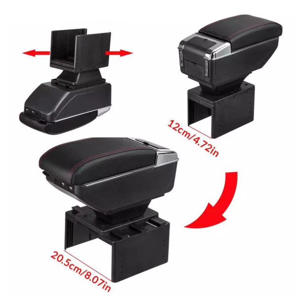 Підлокітник Універсальний Milex 135x320x150 см 7 USB Чорний - Червона нитка