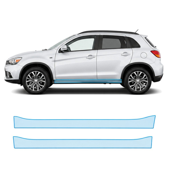 Антигравийная защитная бронепленка по лекалам для Mitsubishi ASX I facelift 2016-2023 - нижняя зона кузова пороги