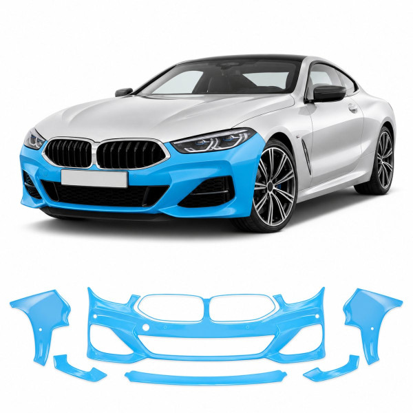 Антигравийная защитная бронепленка по лекалам для BMW 8 Series G15/G14/G16 2018-2022 - передний бампер