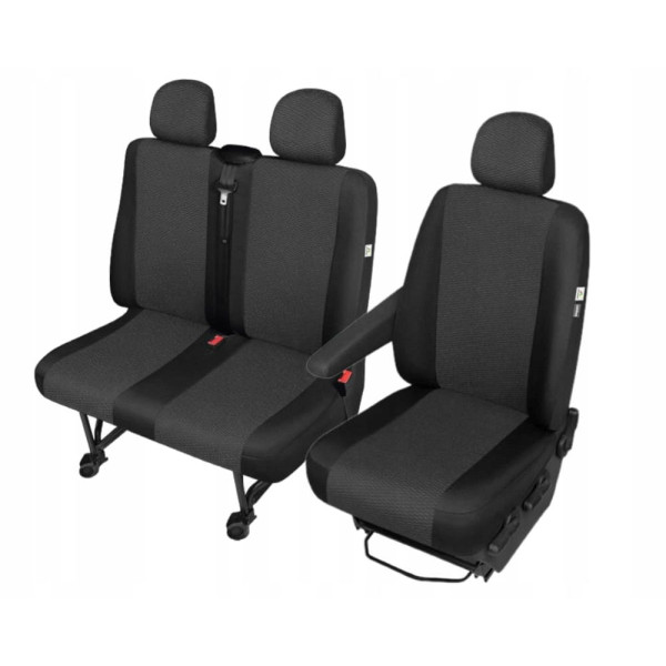 Модельні чохли 2+1 для Renault Traffic / Opel Vivaro / Nissan Primastar Чорно - сірі