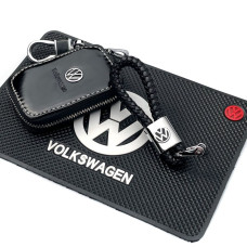 Автонабор №66 для Volkswagen / Коврик панели / Брелок плетеный и чехол для автоключей с логотипом
