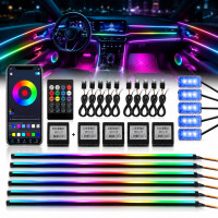 LED Подсветка Салона неоновая RGB Ambient light 12V Bluetooth (Набор 18 в 1)