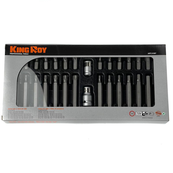 Набір біт Шестигранники та Зірочки Hex Torx King Roy 30 предметів Оригінал (31567)