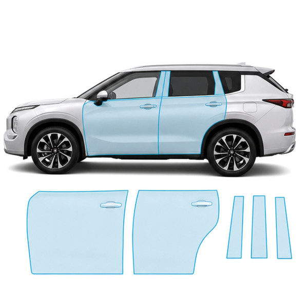 Антигравийная защитная бронепленка по лекалам для Mitsubishi Outlander IV 2021- зоны дверей и стойки окон