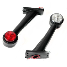 Габаритные огни LED для грузовиков Рожки 12/24V / косой 19 см / 10 диодов / Красный-Белый 2 шт (К 533)