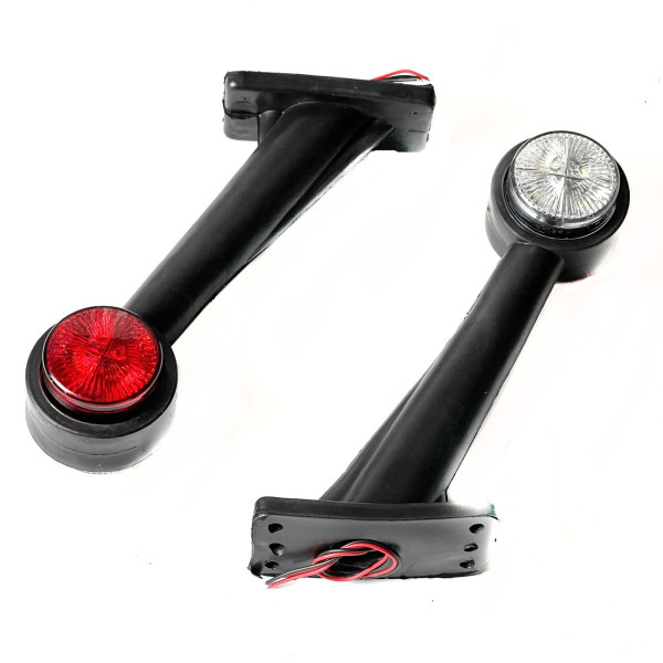 Габаритные огни LED для грузовиков Рожки 12/24V / косой 19 см / 10 диодов / Красный-Белый 2 шт (К 533)