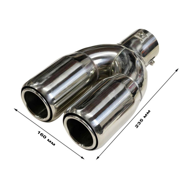Насадка на глушник Elegant Подвійна Кругла Ø 63 х 2-76 x 235 мм Хром (EL 106 055)