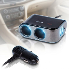 Автомобільний розгалужувач прикурювача VOIN 2 виходу 2 USB 2100mA 12/24V (SC-2069)