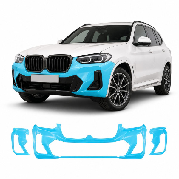 Антигравійна захисна бронеплівка за лекалами для BMW X3 G01 facelift 2021-2024 - передній бампер
