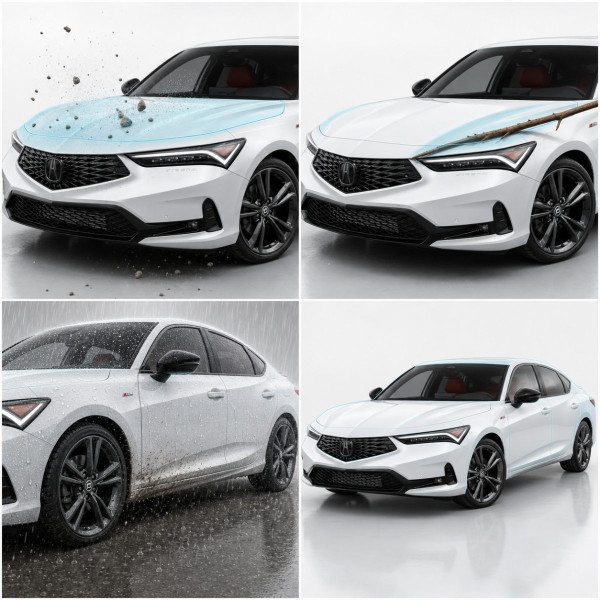 Антигравійна захисна бронеплівка за лекалами для Acura Integra V 2023 - зони дверей і стійки вікон