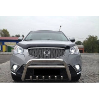 Дефлектор капота мухобойка Ssang Yong Korando 2010-2013, тёмный