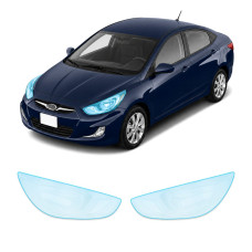 Антигравийная защитная бронепленка по лекалам для Hyundai Accent RB 2011-2017 - оптика (фары и ПТФ)