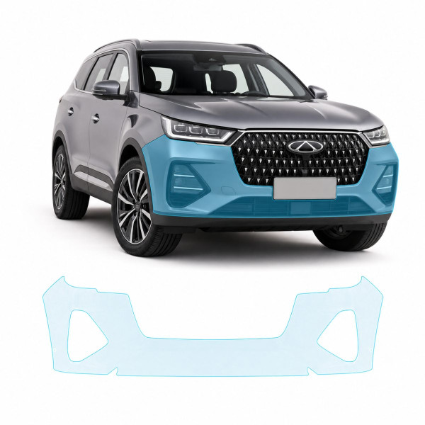 Антигравийная защитная бронепленка по лекалам для Chery Tiggo 7 Pro Max (PHEV) I 2024- передний бампер