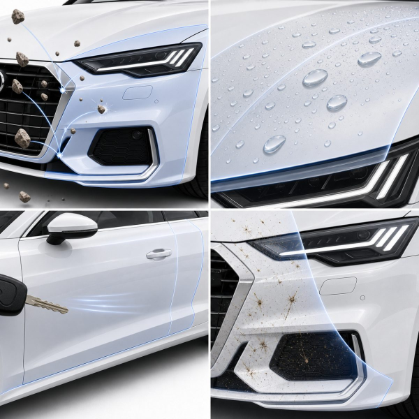 Антигравійна захисна бронеплівка за лекалами для Audi A7 C8 facelift 2023-2025 - передній бампер