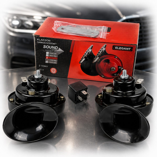 Сигнал автомобильный Elegant 12V улитка двухконтактный Черные 2 шт (EL 100 740)