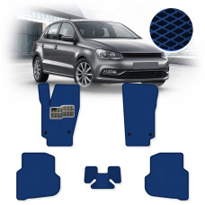 Коврики в салон EVA для Volkswagen Polo V 2009-2017 с подпятником Синие 5 шт