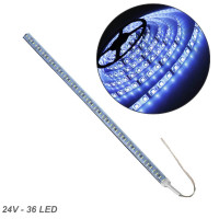 Лента диодная алюминий 24V - 50 см - 1А 36LED - в силиконе эффект сплошной ленты Синий свет (5630)