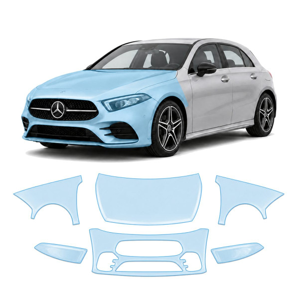 Антигравійна захисна бронеплівка за лекалами для Mercedes-Benz A-Class W177 2018-2022 - передня частина авто (капот бампер крила))