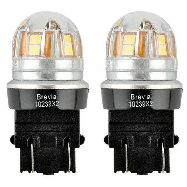LED автолампа Brevia Spower 12/24V P27/7W 6x2835SMD 330Lm 6000K CANbus W2,5x16d 2 шт (10239X2)