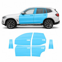 Антигравийная защитная бронепленка по лекалам для BMW X3 G01 facelift 2021-2024 - зоны дверей и стойки окон