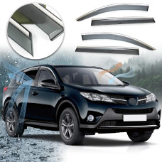 Дефлекторы окон ветровики Benke для Toyota Rav 4 2013-2018 Хром Молдинг Из Нержавеющей Стали 3D