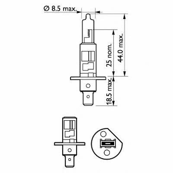 Автолампа галогенна Philips WhiteVision +60% H1 12V 55W 3700К P14.5s (12258WHVSM)