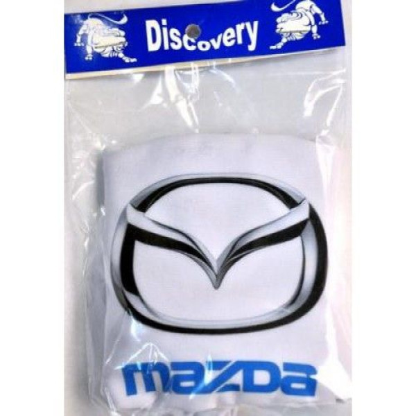 Чохли для підголівників Mazda Універсальні Білі Кольоровий логотип 2 шт