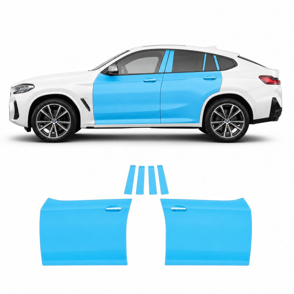 Антигравійна захисна бронеплівка за лекалами для BMW X4 G02 facelift 2021- зони дверей і стійки вікон