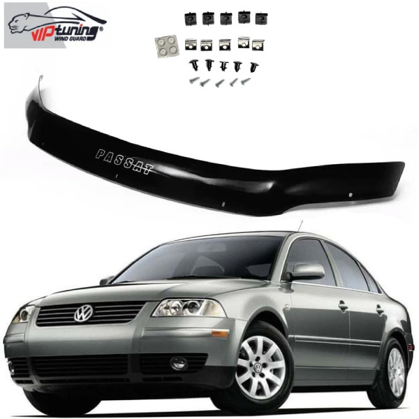 Дефлектор капота мухобойка Volkswagen Passat B5+ 2001-2005 рестайлинг Евро Крепление (Vip Tuning)