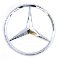 Эмблема для Mercedes 85 мм Пластиковая 3 пукли Изогнутая (A 639 758 0058 7F24)