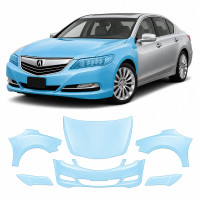 Антигравийная защитная бронепленка по лекалам для Acura RLX I 2014-2017 - передняя часть авто (капот бампер фары крылья)