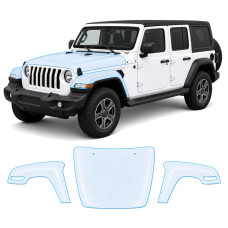 Антигравийная защитная бронепленка по лекалам для Jeep Wrangler JL 2018-2023 - капот и передние крылья