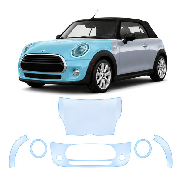 Антигравійна захисна бронеплівка за лекалами для Mini Convertible F57 2015-2018 - передня частина авто (капот бампер крила))