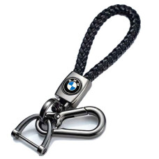 Кожаный плетеный брелок для Bmw для авто ключей с карабином