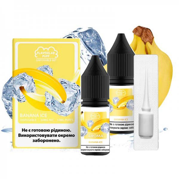 Рідина Самозаміс Flavorlab Disposable Puff 10мл 50мг Banana ice Банан лід