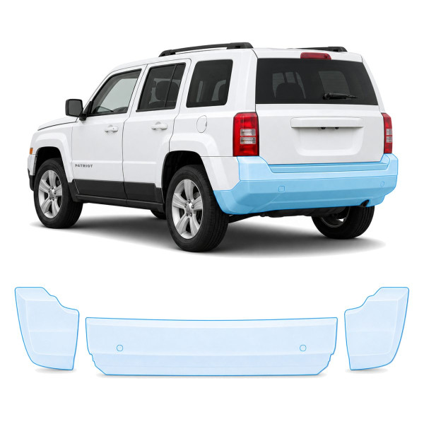 Антигравийная защитная бронепленка по лекалам для Jeep Patriot MK facelift 2011-2017 - задний бампер