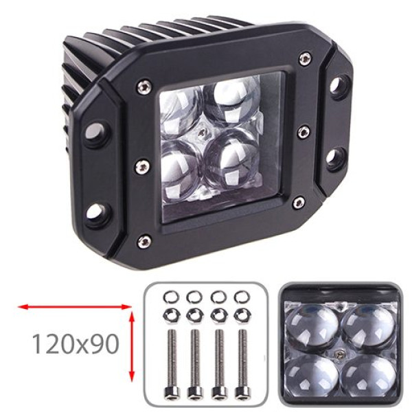 LED Дополнительная Фара 120x90x60 мм SPORT (4ledx3w) 6000К 9-36V (K1212FC-4D S)