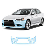 Антигравійна захисна бронеплівка за лекалами для Mitsubishi Lancer X facelift 2011-2017 - передній бампер