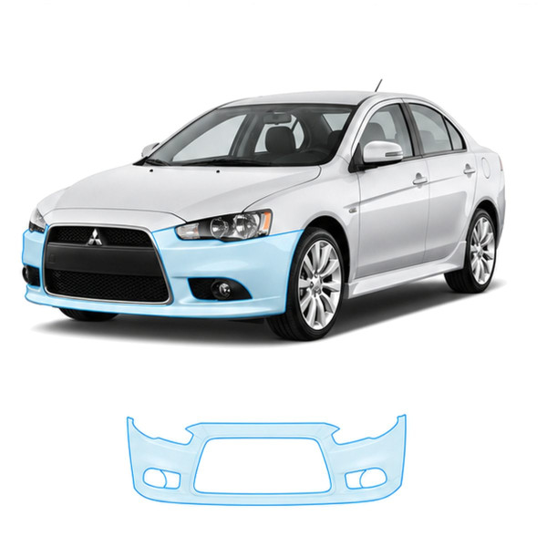 Антигравийная защитная бронепленка по лекалам для Mitsubishi Lancer X facelift 2011-2017 - передний бампер