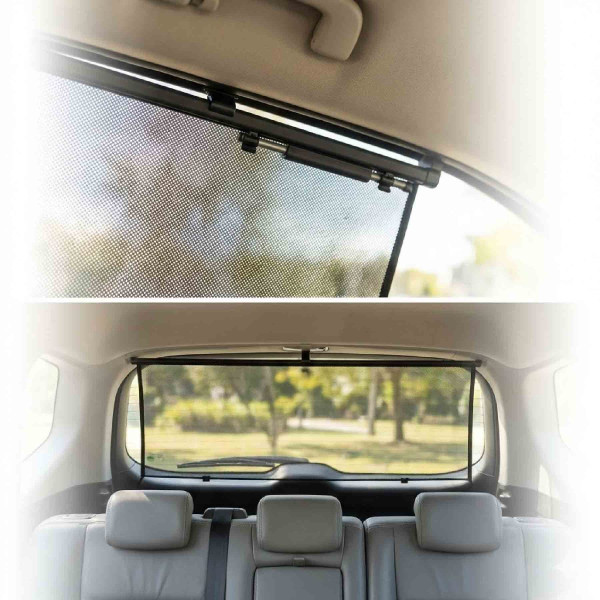 Шторка солнцезащитная ролет на заднее стекло Carlife 100 x 57 cм (Сетка Черная с двух сторон) SS100