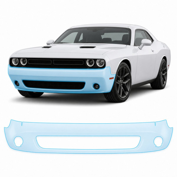 Антигравійна захисна бронеплівка за лекалами для Dodge Challenger LC facelift 2015-2023 - передній бампер