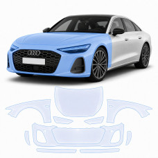 Антигравійна захисна бронеплівка за лекалами для Audi A6 C9 2025- передня частина авто (капот бампер крила))