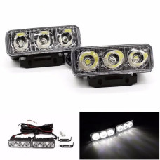 Денні ходові вогні ДХО 85x30x35 мм /9W* 3LED / корпус метал / Білі 2 шт